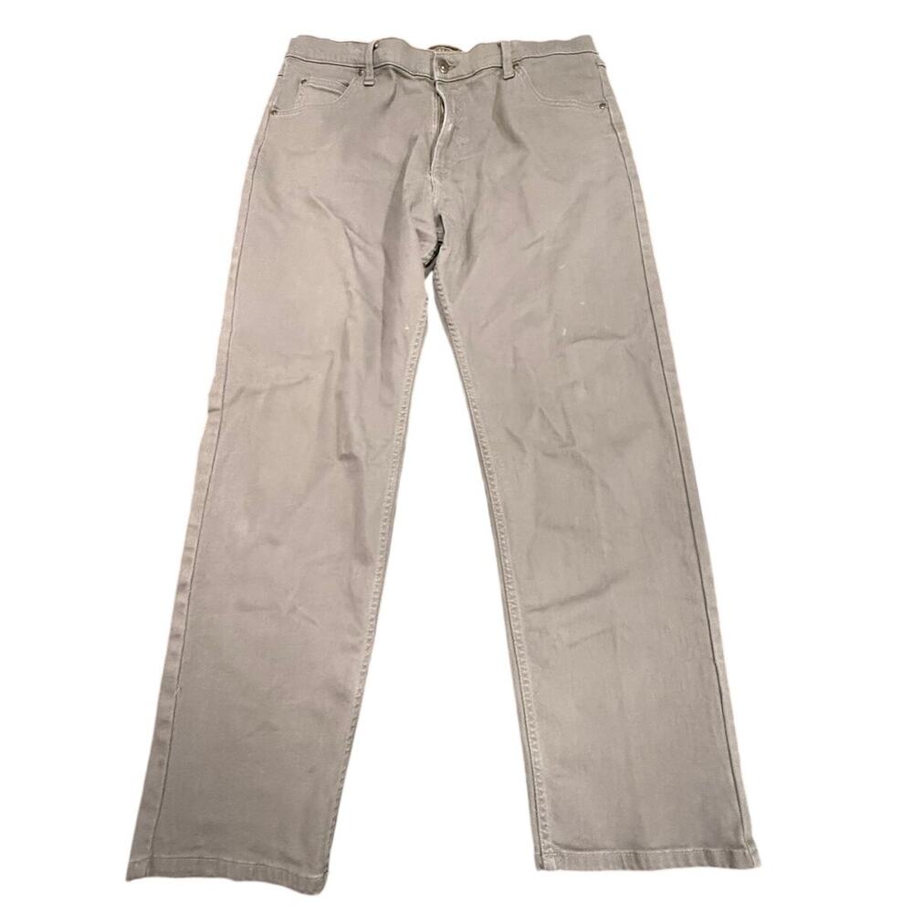 Wrangler Authentics Men Gray Stretch Classic 5-Pocket Straight Jeans Size 36x32